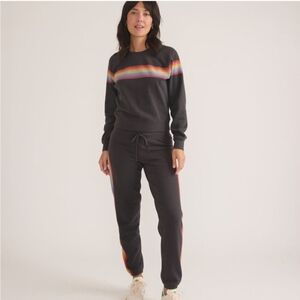 Women's Black Rainbow Stripe Sweatpants